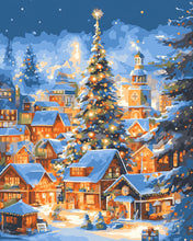 Laden Sie das Bild in den Galerie-Viewer, Diamond Painting - Funkelndes Weihnachtsdorf – 40 x 50 cm auf Keilrahmen gespannt