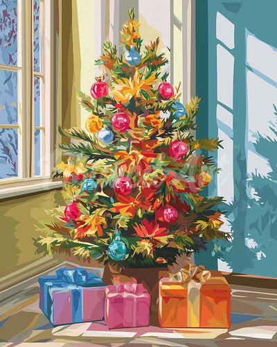 Diamond Painting - Heller Weihnachtsbaum – 40 x 50 cm auf Keilrahmen gespannt