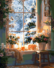 Laden Sie das Bild in den Galerie-Viewer, Diamond Painting - Romantischer Winter – 40 x 50 cm auf Keilrahmen gespannt