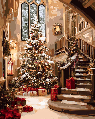 Diamond Painting - Großer Weihnachtssaal – 40 x 50 cm auf Keilrahmen gespannt