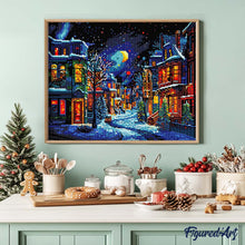 Laden Sie das Bild in den Galerie-Viewer, Diamond Painting - Halbmond im Winter – 40 x 50 cm auf Keilrahmen gespannt