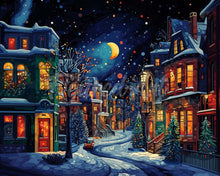 Laden Sie das Bild in den Galerie-Viewer, Diamond Painting - Halbmond im Winter – 40 x 50 cm auf Keilrahmen gespannt