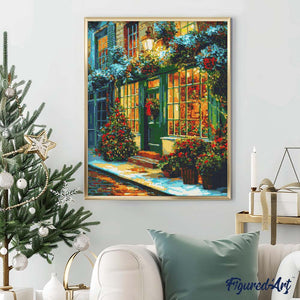 Diamond Painting - Festliche Grüne Tür