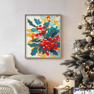 Diamond Painting - Verschneiter Stechpalmenzweig