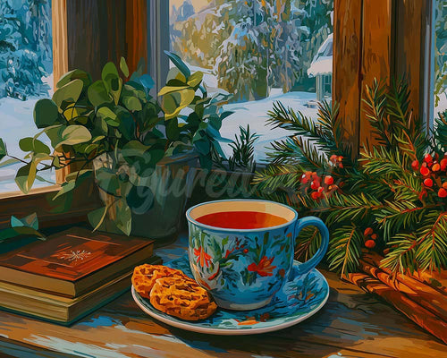 Diamond Painting - Winterlicher Nachmittagstee