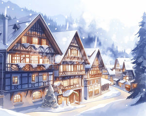 Diamond Painting - Aquarell Verschneites Dorf