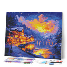 Laden Sie das Bild in den Galerie-Viewer, Diamond Painting - Leuchtendes Dorf am See