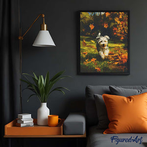Diamond Painting - Fröhlicher Welpe im Herbst