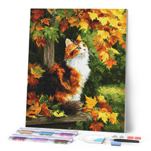 Laden Sie das Bild in den Galerie-Viewer, Diamond Painting - Glückskatze im Herbst