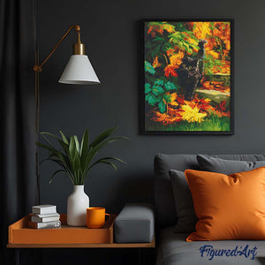Diamond Painting - Schwarze Katze im Herbst