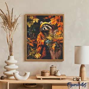 Diamond Painting - Waschbär im Regenmantel