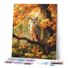 Laden Sie das Bild in den Galerie-Viewer, Diamond Painting - Eule unter goldenen Blättern