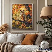 Laden Sie das Bild in den Galerie-Viewer, Diamond Painting - Eule unter goldenen Blättern