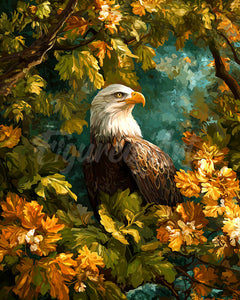 Diamond Painting - Adler unter goldenen Blättern