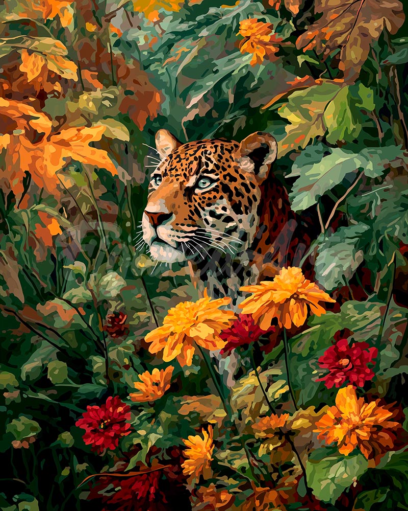 Diamond Painting - Leopard im Herbst