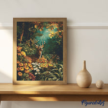 Laden Sie das Bild in den Galerie-Viewer, Diamond Painting - Hirsch umgeben von Herbstblüten