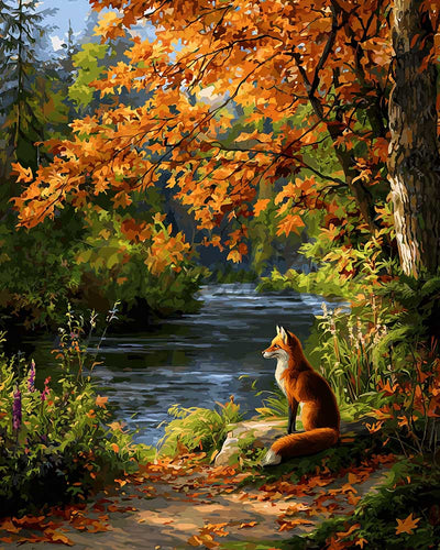 Diamond Painting - Roter Fuchs am Fluss