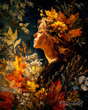 Laden Sie das Bild in den Galerie-Viewer, Diamond Painting - Dame mit goldenem Laub