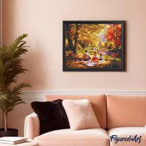 Diamond Painting - Familienpicknick im Herbst