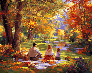 Diamond Painting - Familienpicknick im Herbst