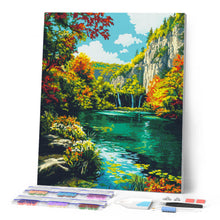 Laden Sie das Bild in den Galerie-Viewer, Diamond Painting - Smaragdsee im Herbst