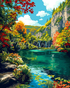 Diamond Painting - Smaragdsee im Herbst