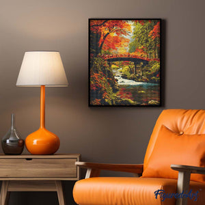Diamond Painting - Rote Brücke in Japan im Herbst