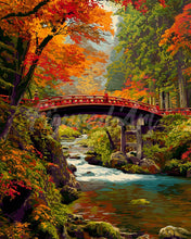 Laden Sie das Bild in den Galerie-Viewer, Diamond Painting - Rote Brücke in Japan im Herbst