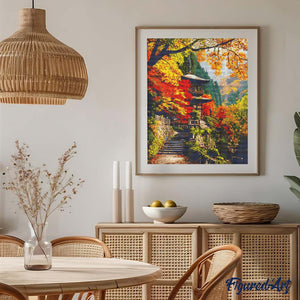 Diamond Painting - Japanische Pagode im Herbst