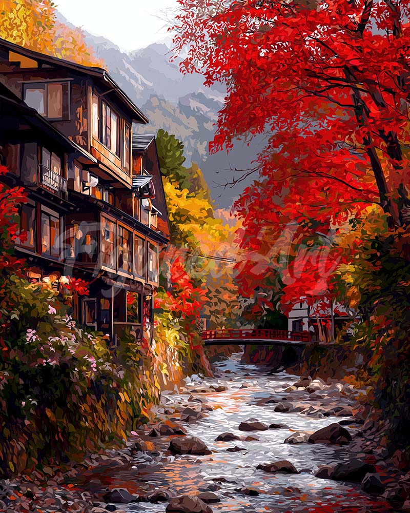 Diamond Painting - Herbstdorf in Nikkō Japan