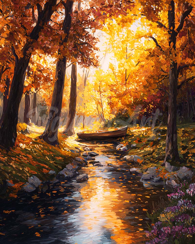 Diamond Painting - Goldener Herbstbach