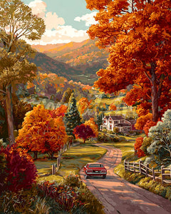 Diamond Painting - Landstraße im Herbst