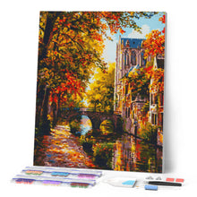 Laden Sie das Bild in den Galerie-Viewer, Diamond Painting - Flussstadt im Herbst