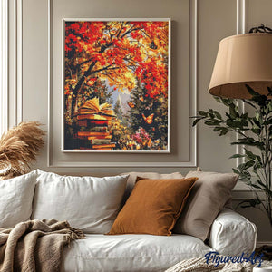 Diamond Painting - Lesen mit Schmetterlingen