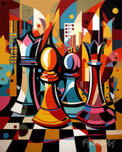Laden Sie das Bild in den Galerie-Viewer, Diamond Painting - Kühnes Abstraktes Schachbrett