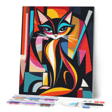 Laden Sie das Bild in den Galerie-Viewer, Diamond Painting - Kühne Abstrakte Katze