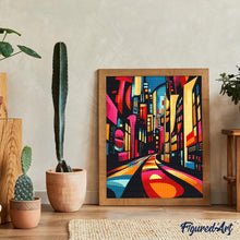 Laden Sie das Bild in den Galerie-Viewer, Diamond Painting - Kühne Abstrakte Nachtstadt