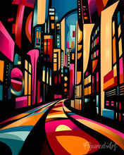 Laden Sie das Bild in den Galerie-Viewer, Diamond Painting - Kühne Abstrakte Nachtstadt