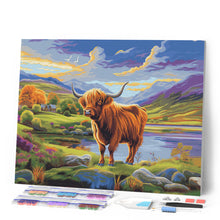 Laden Sie das Bild in den Galerie-Viewer, Diamond Painting - Highland Cow gemalter Himmel