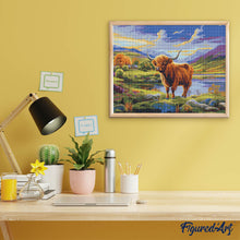 Laden Sie das Bild in den Galerie-Viewer, Diamond Painting - Highland Cow gemalter Himmel