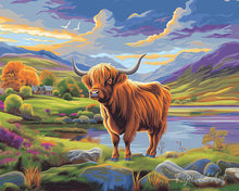 Laden Sie das Bild in den Galerie-Viewer, Diamond Painting - Highland Cow gemalter Himmel