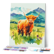 Laden Sie das Bild in den Galerie-Viewer, Diamond Painting - Highland Cow Pastell-Tal