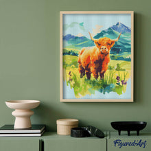 Laden Sie das Bild in den Galerie-Viewer, Diamond Painting - Highland Cow Pastell-Tal