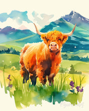 Laden Sie das Bild in den Galerie-Viewer, Diamond Painting - Highland Cow Pastell-Tal