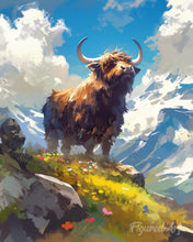 Laden Sie das Bild in den Galerie-Viewer, Diamond Painting - Highland Cow Alpenblick