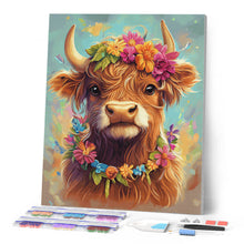 Laden Sie das Bild in den Galerie-Viewer, Diamond Painting - Highland Cow Gartenkönigin