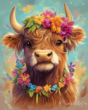 Laden Sie das Bild in den Galerie-Viewer, Diamond Painting - Highland Cow Gartenkönigin