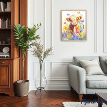 Laden Sie das Bild in den Galerie-Viewer, Diamond Painting - Highland Cow mit Schmetterlingen