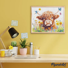 Laden Sie das Bild in den Galerie-Viewer, Diamond Painting - Highland Cow Frühlingsporträt