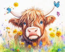 Laden Sie das Bild in den Galerie-Viewer, Diamond Painting - Highland Cow Frühlingsporträt
